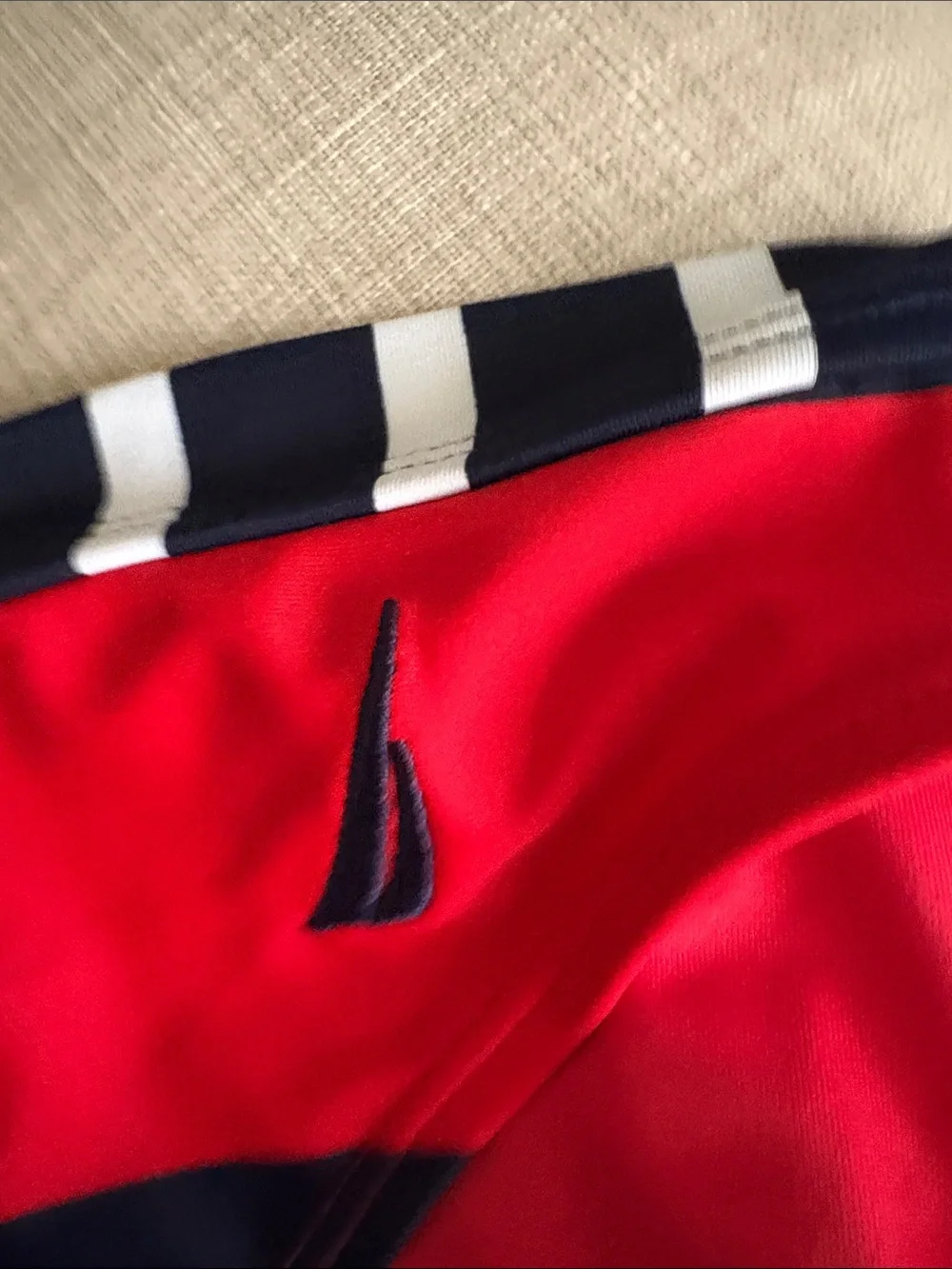 Nautica Red and Navy Striped Bikini Bottom